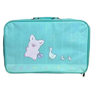 RARE Zashikibuta SANRIO Vintage Turquoise Suitcase 1990 HTF Pig 90s Carry on Bag